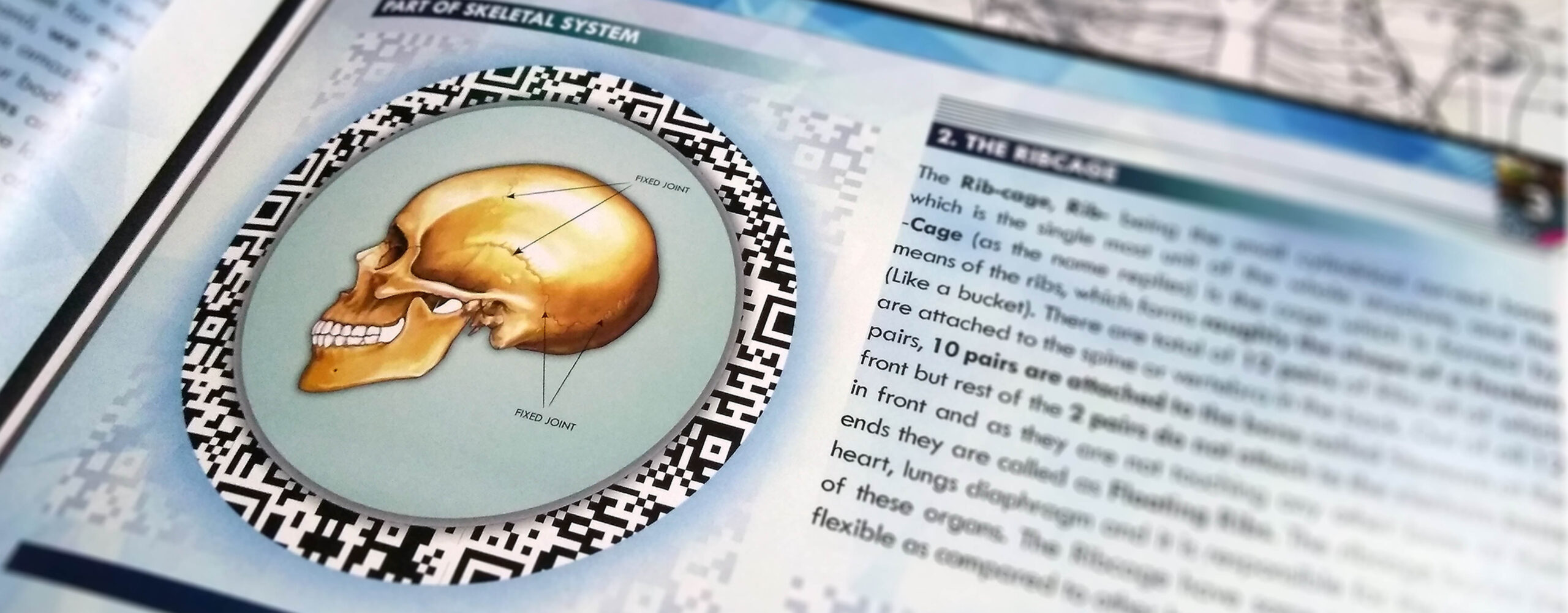 An open Smartbook page, the code ring printed around the diagram