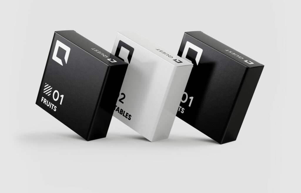 Three Quest hologram card boxes
